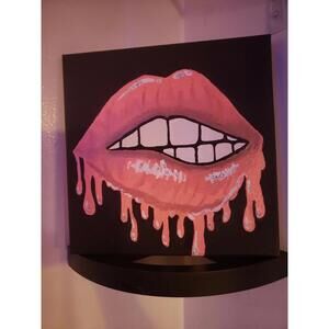 Dripping Lips Canvas Art